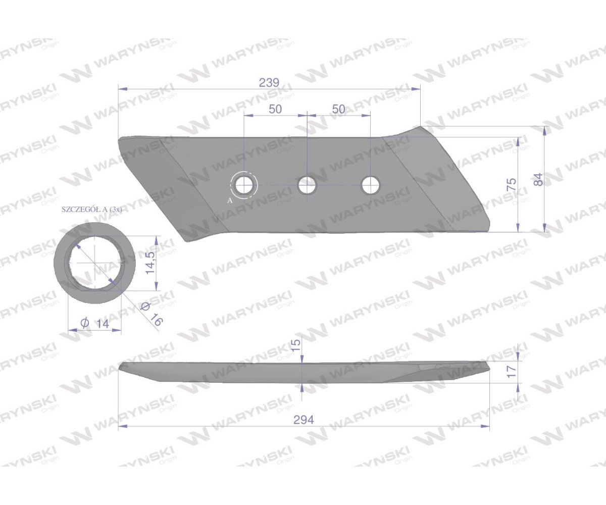 Dłuto. nakładka lemiesza lewe zastosowanie Gregoire-Besson stal borowa Waryński