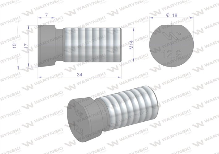 Śruba płużna oval z jednej strony ścięta M14x34 mm kl.12.9 zastosowanie Kverneland Waryński M14X34OV1 ( sprzedawane po 10kg )