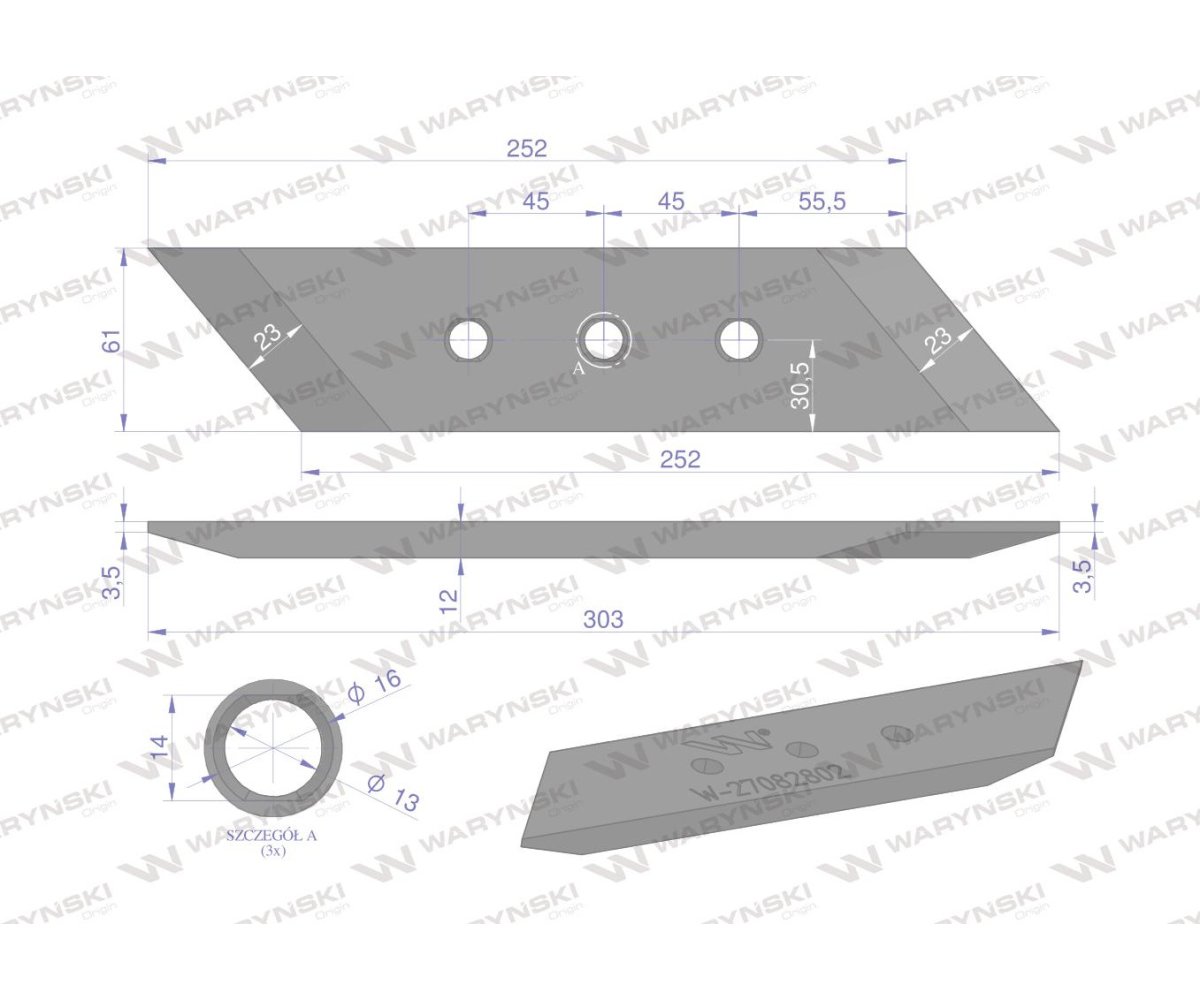 Dłuto. nakładka lewe zastosowanie MP332 Rabe Werk stal borowa Waryński