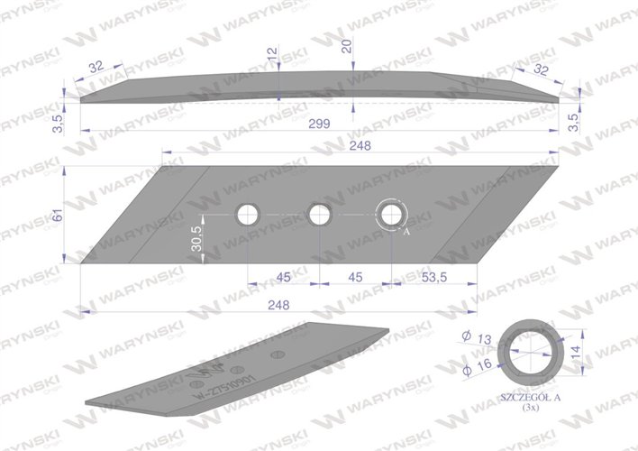 Dłuto. nakładka prawe zastosowanie MP350 Rabe Werk stal borowa Waryński