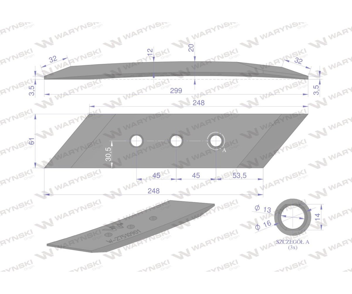 Dłuto. nakładka prawe zastosowanie MP350 Rabe Werk stal borowa Waryński