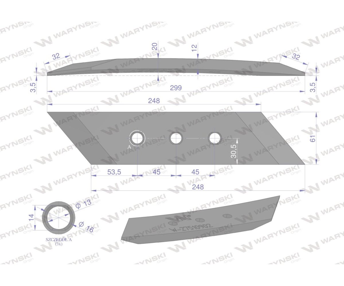 Dłuto. nakładka lewe zastosowanie MP350 Rabe Werk stal borowa Waryński