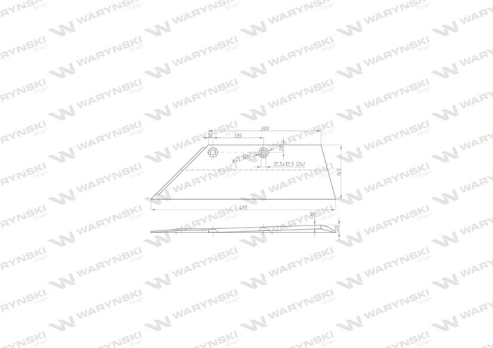 Lemiesz lewy 18" zastosowanie SB 45 LI Lemken Pług stal borowa WARYŃSKI