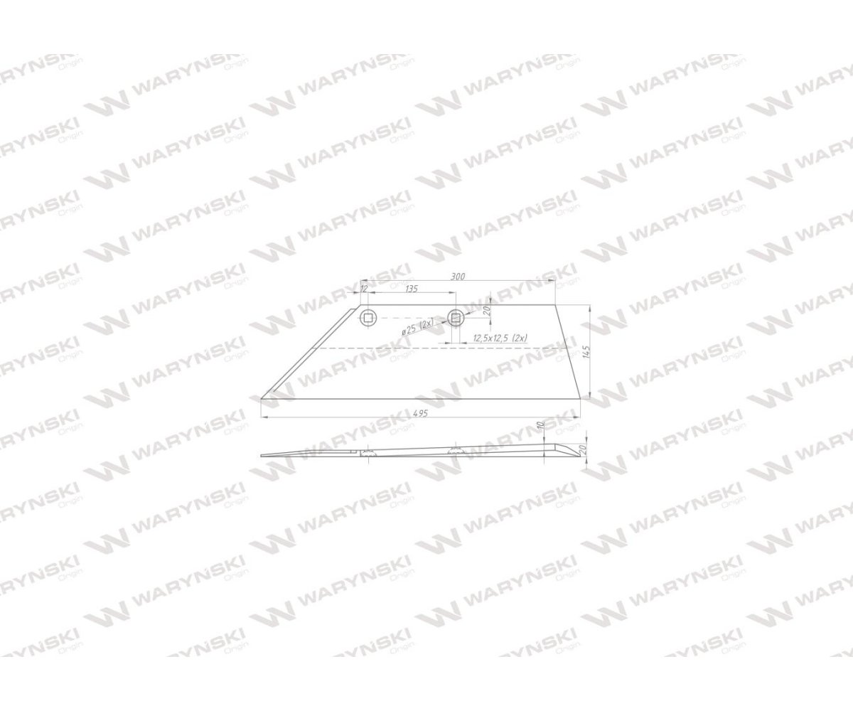 Lemiesz lewy 18" zastosowanie SB 45 LI Lemken Pług stal borowa WARYŃSKI