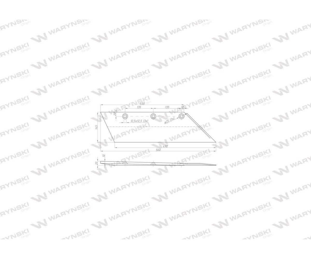 Lemiesz prawy 20" zastosowanie SB 56 RE Lemken Pług stal borowa WARYŃSKI