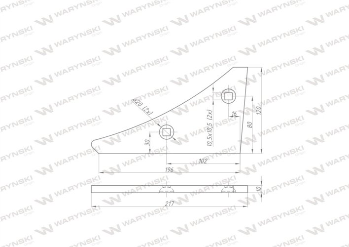 Nakładka przednia płozy prawa zastosowanie AK 10 R Lemken Pług stal borowa WARYŃSKI
