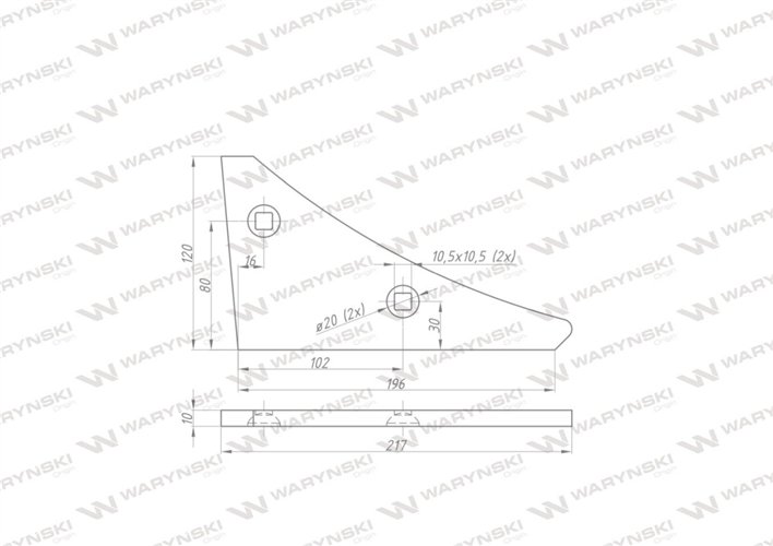 Nakładka przednia płozy lewa zastosowanie AK 10 L Lemken Pług stal borowa WARYŃSKI