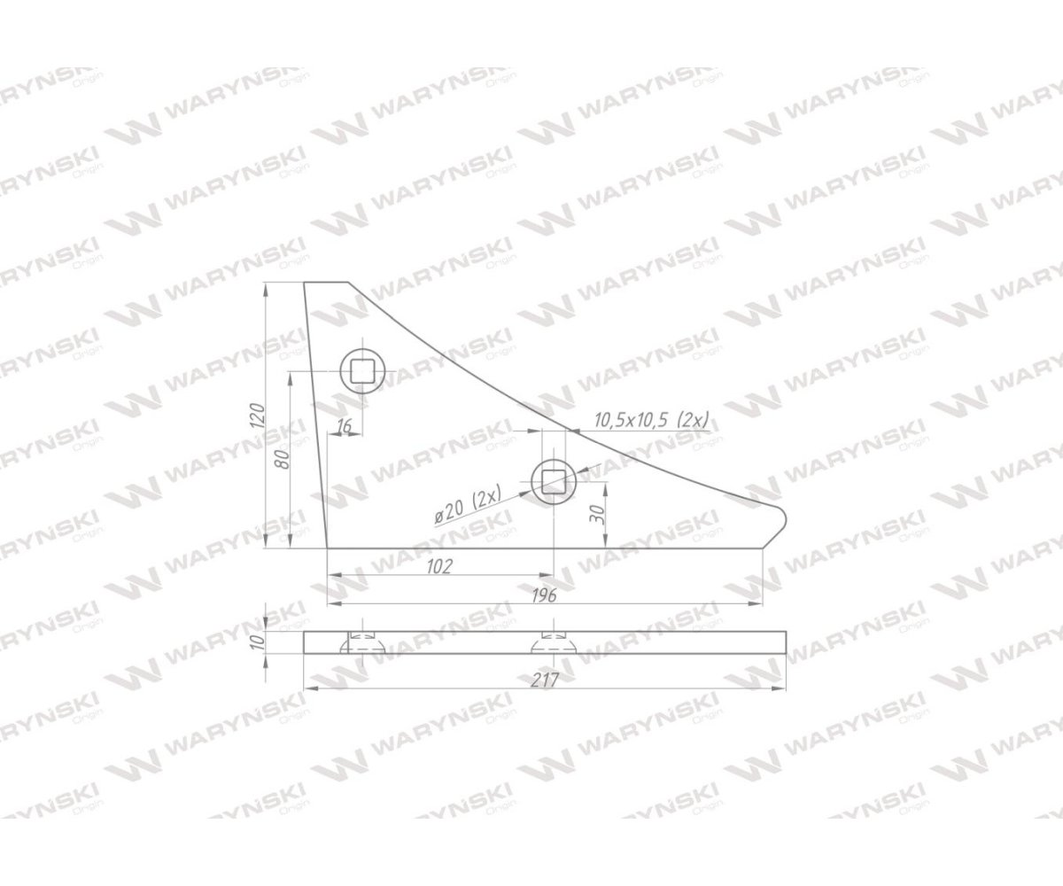 Nakładka przednia płozy lewa zastosowanie AK 10 L Lemken Pług stal borowa WARYŃSKI