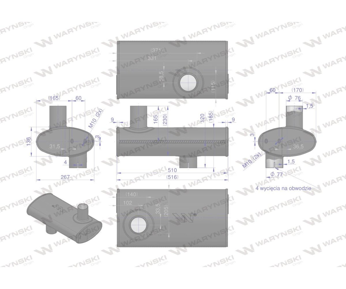 Tłumik pierwszy puszka 87704568 Case WARYŃSKI