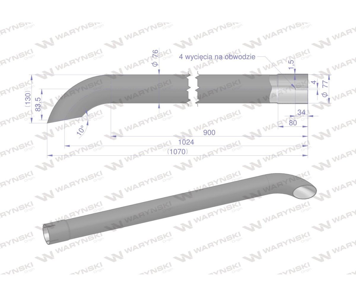 Tłumik rura IH189049 Case WARYŃSKI