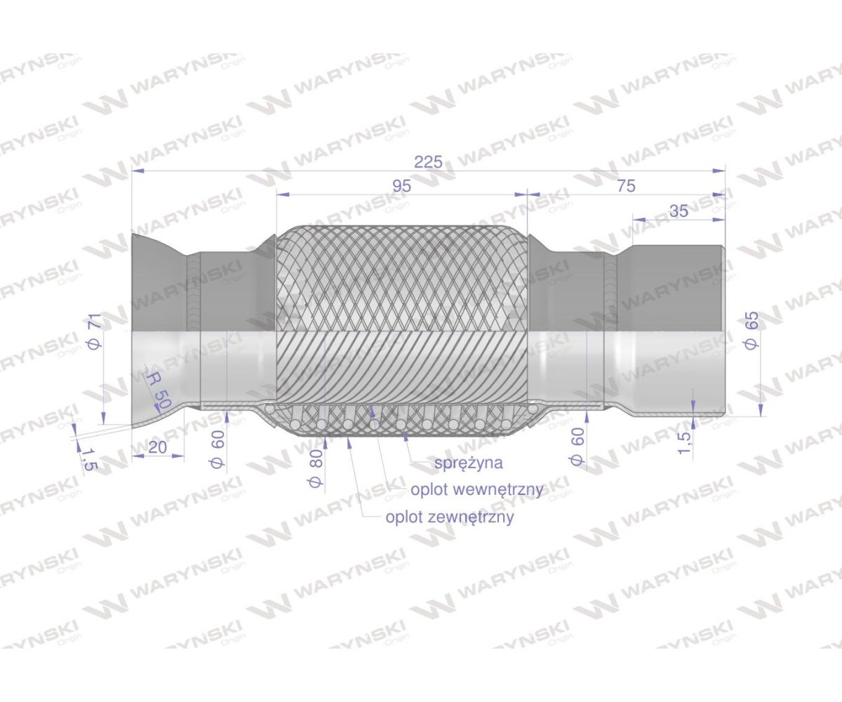 Łącznik elastyczny tłumika AL171730. AL164071 WARYŃSKI