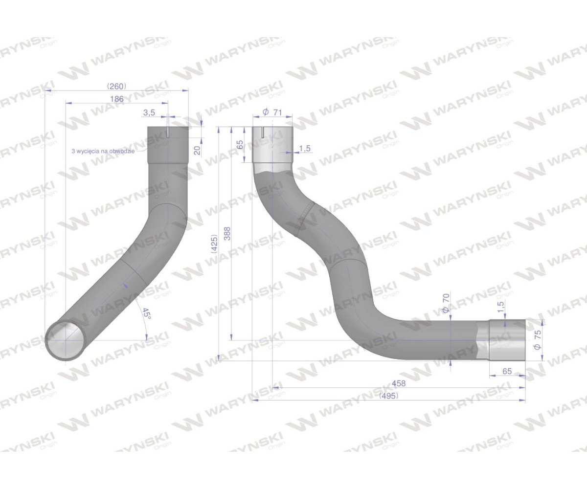 Kolano rura łączeniowa tłumika L169968 WARYŃSKI