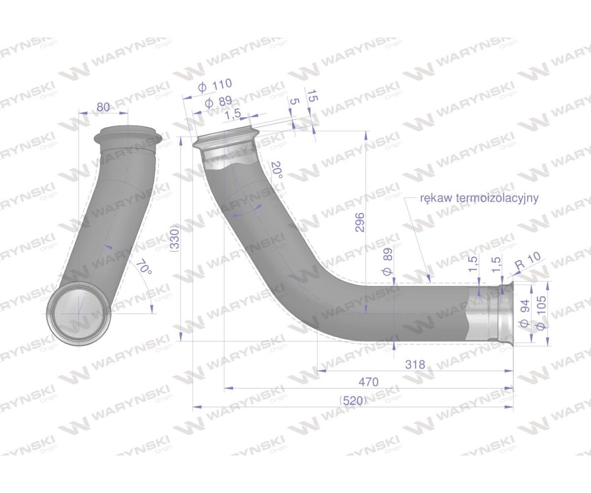 Kolano tłumika z termoizolacją RE175775 WARYŃSKI