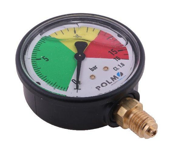 Manometr glicerynowy M63 0-16 bar. gwint M12x1.5 dolne przyłącze. obudowa plastikowa. Opryskiwacz POLMO