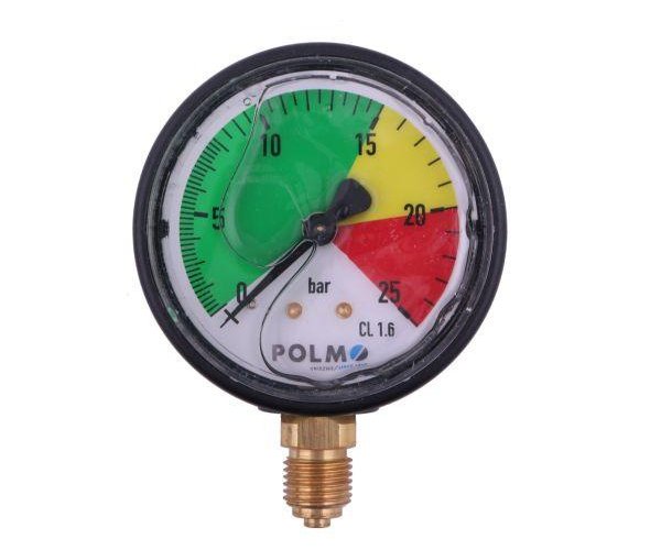 Manometr glicerynowy M63 0-25 bar. gwint G1/4" dolne przyłącze. obudowa plastikowa. Opryskiwacz POLMO