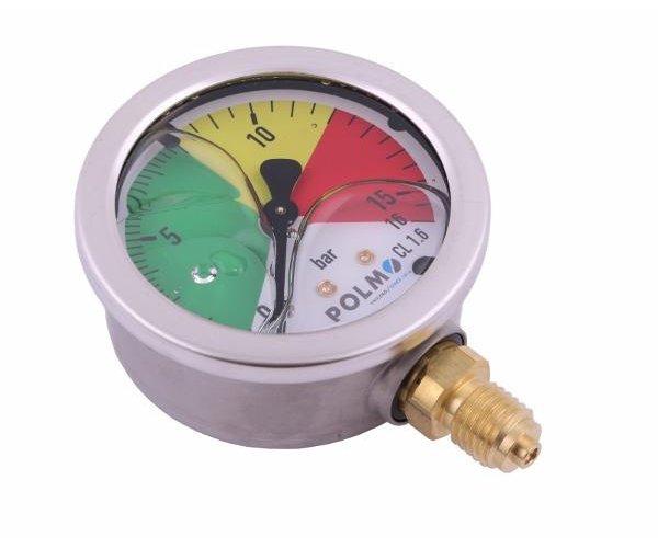 Manometr glicerynowy M63 0-16 bar gwint M12x1.5 dolne przyłącze. obudowa kwasoodporna. Opryskiwacz POLMO