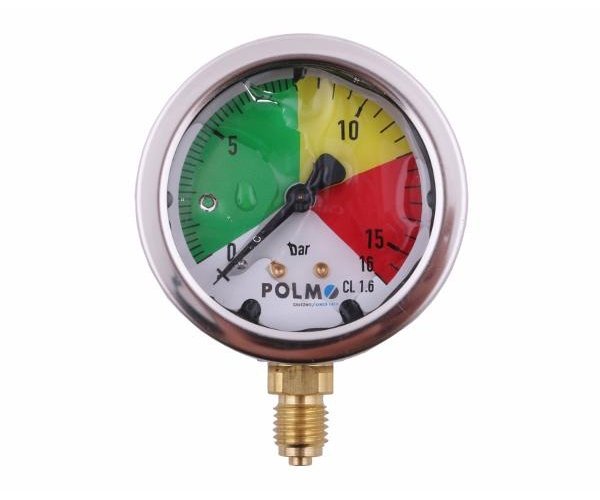 Manometr glicerynowy M63 0-16 bar gwint M12x1.5 dolne przyłącze. obudowa kwasoodporna. Opryskiwacz POLMO