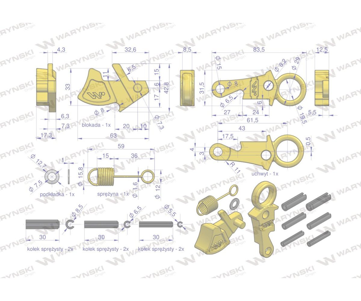 Zestaw naprawczy do haków Cat-2S WARYŃSKI