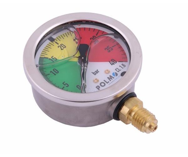 Manometr glicerynowy M63 0-40 bar gwint M12x1.5 dolne przyłącze. obudowa kwasoodporna. Opryskiwacz POLMO