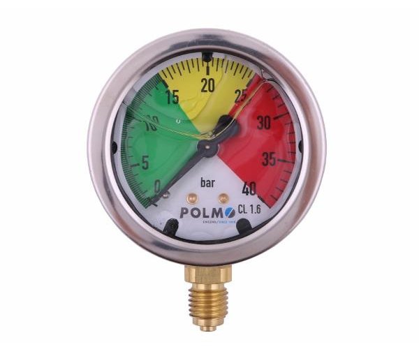 Manometr glicerynowy M63 0-40 bar gwint M12x1.5 dolne przyłącze. obudowa kwasoodporna. Opryskiwacz POLMO