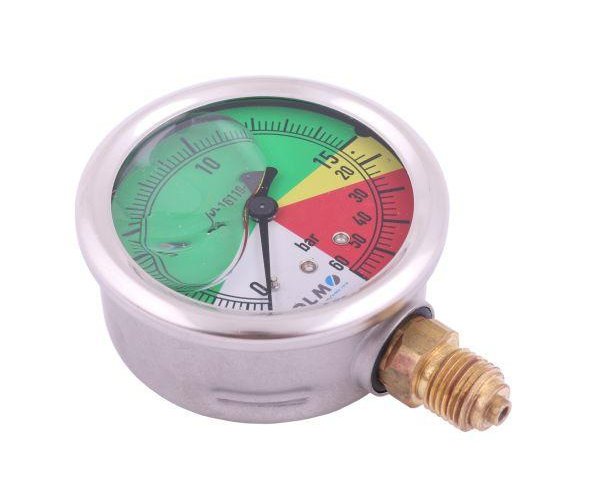 Manometr glicerynowy M63 0-15/60 bar gwint G1/4" dolne przyłącze. obudowa kwasoodporna. Opryskiwacz POLMO