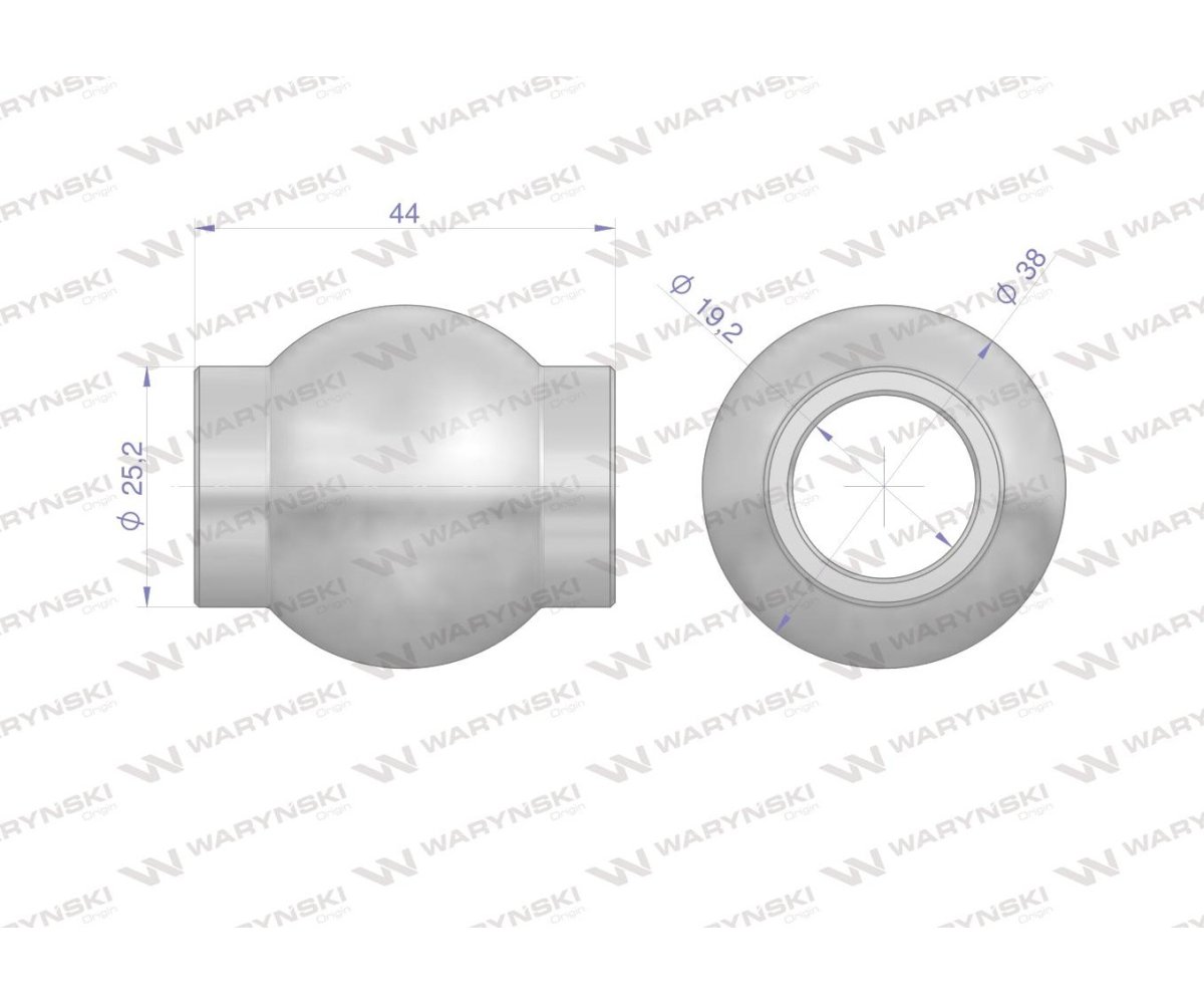 Kula łącznika górnego hartowana kat. 1 38X19X44 Waryński