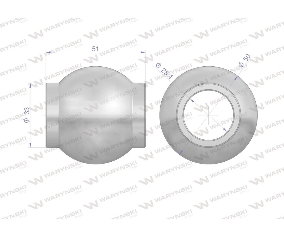 Kula łącznika górnego hartowana kat. 2 50X25X51 Waryński