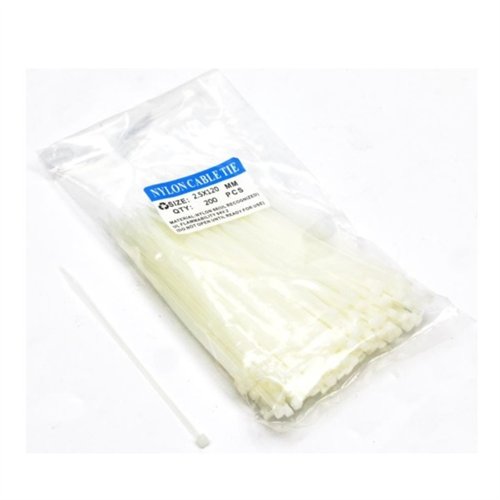 Opaski kablowe 2.5 x 100mm 200 szt w worku jasne odporne na UV