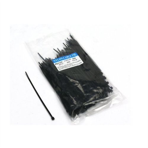 Opaski kablowe 2.5 x 120mm 200 szt w worku czarne odporne na UV