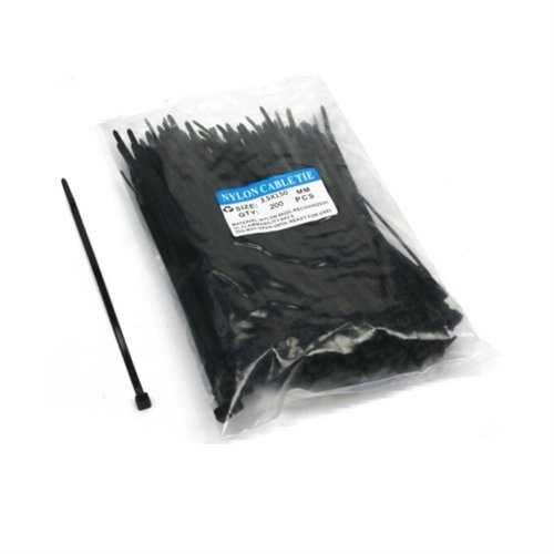 Opaski kablowe 3.5 x 200mm 200 szt w worku czarne odporne na UV