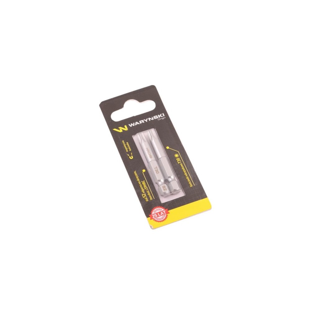 Końcówki wkrętakowe T30 50mm Waryński komplet w blistrze dwusztukowym