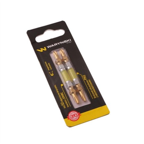 Końcówki wkrętakowe z absorberem PH2 65mm Waryński komplet w blistrze dwusztukowym