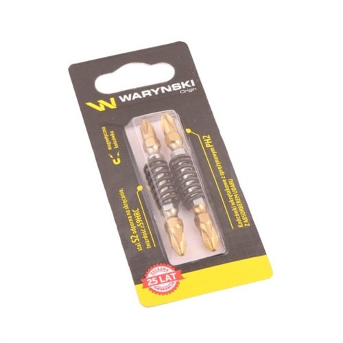 Końcówki wkrętakowe z absorberem sprężynowym PH2 65mm Waryński komplet w blistrze dwusztukowym