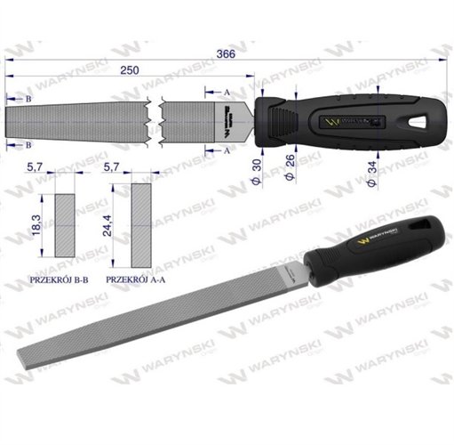 Pilnik płaski 250 mm Waryński