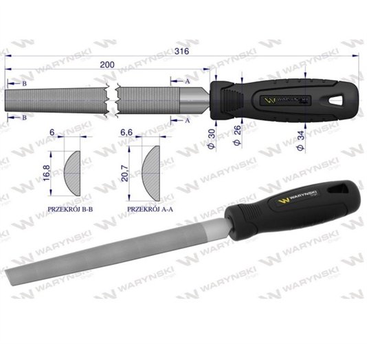 Pilnik półokrągły 200 mm Waryński