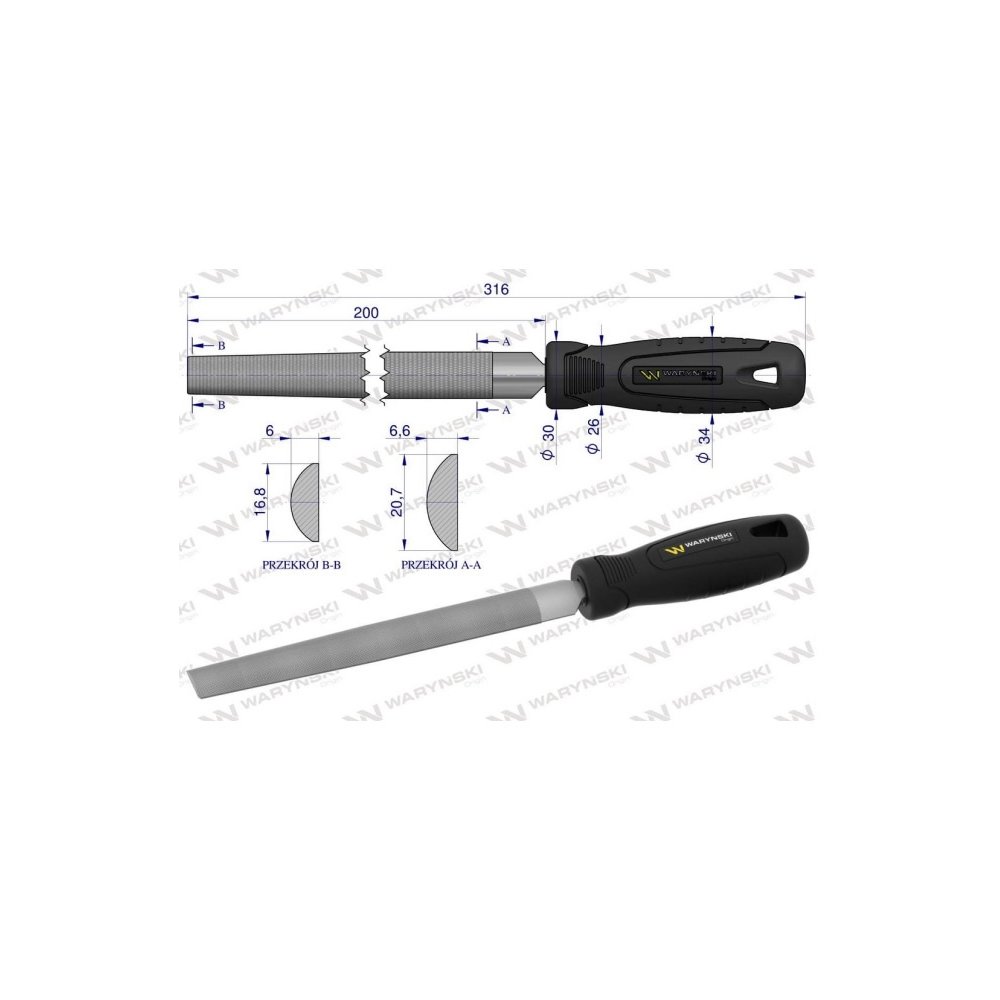 Pilnik półokrągły 200 mm Waryński