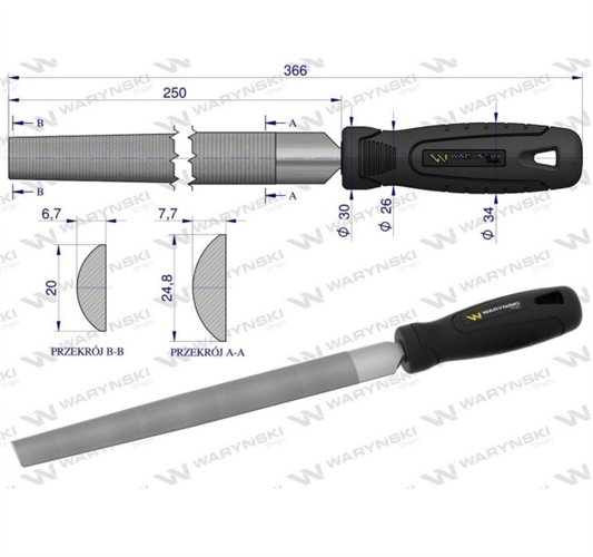 Pilnik półokrągły 250 mm Waryński