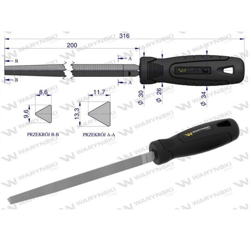 Pilnik trójkątny 200 mm Waryński