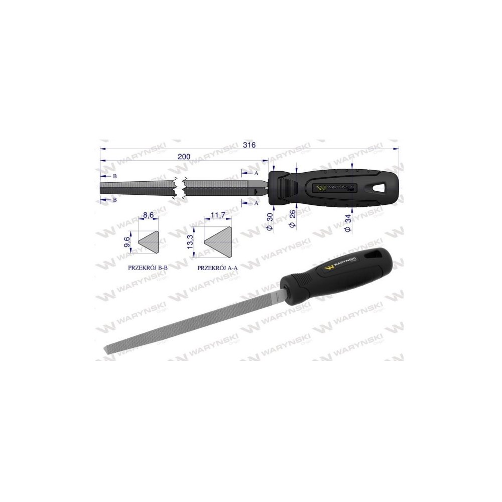 Pilnik trójkątny 200 mm Waryński