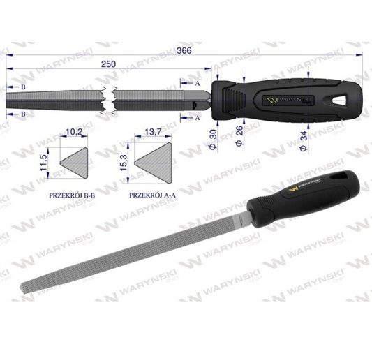 Pilnik trójkątny 250 mm Waryński
