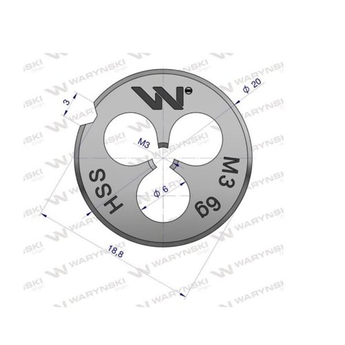 Narzynka przemysłowa M3 ze stali HSS DIN22568 Warynski