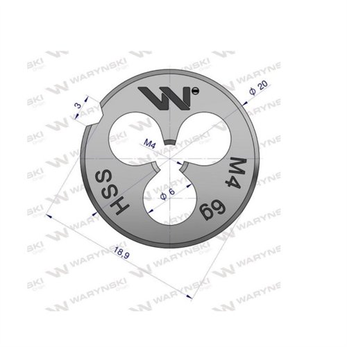 Narzynka przemysłowa M4 ze stali HSS DIN22568 Warynski