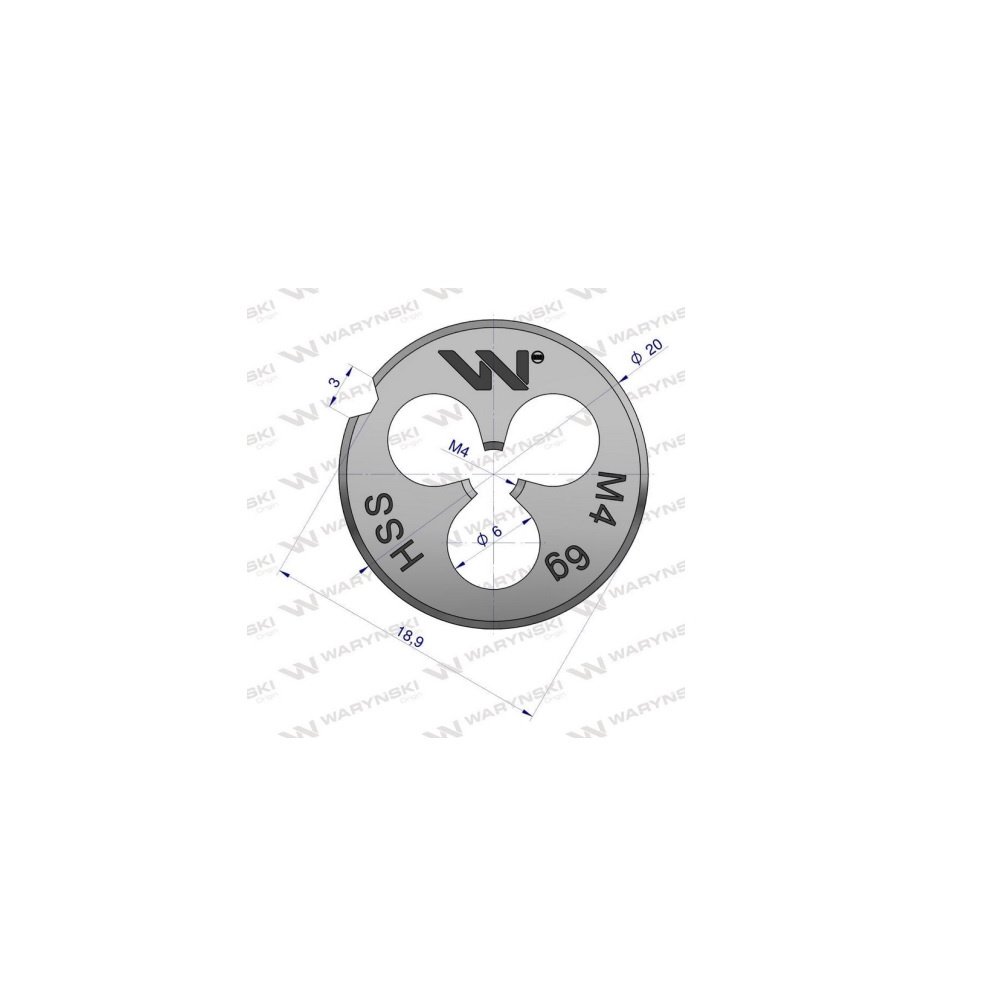 Narzynka przemysłowa M4 ze stali HSS DIN22568 Warynski