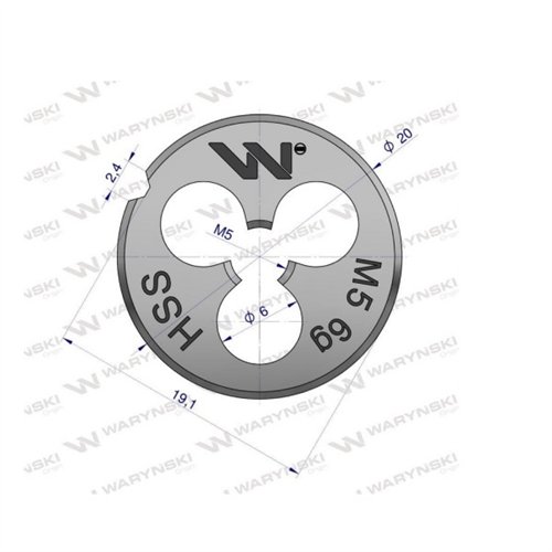 Narzynka przemysłowa M5 ze stali HSS DIN22568 Warynski