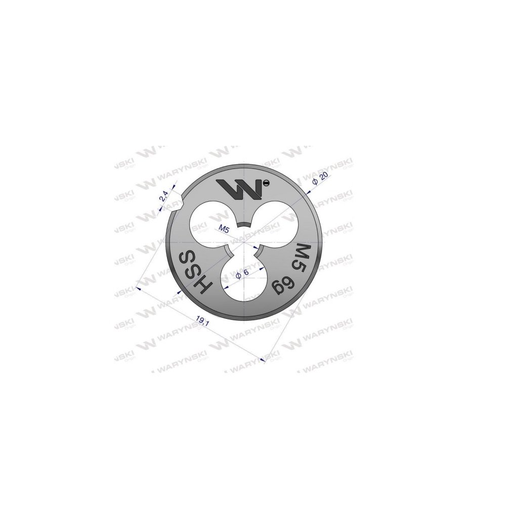 Narzynka przemysłowa M5 ze stali HSS DIN22568 Warynski