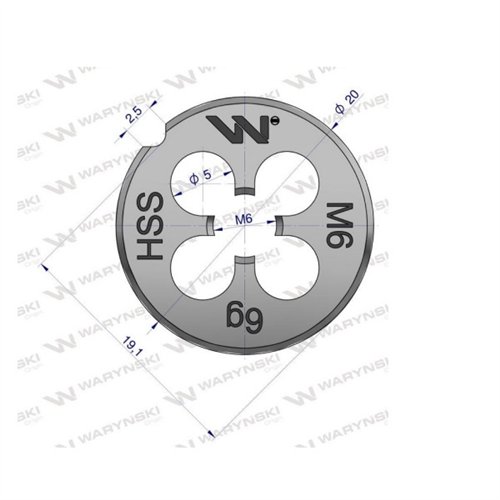 Narzynka przemysłowa M6 ze stali HSS DIN22568 Warynski