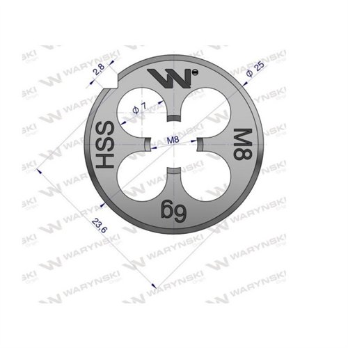 Narzynka przemysłowa M8 ze stali HSS DIN22568 Warynski