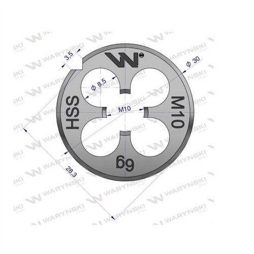 Narzynka przemysłowa M10 ze stali HSS DIN22568 Warynski