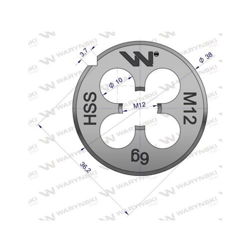 Narzynka przemysłowa M12 ze stali HSS DIN22568 Warynski