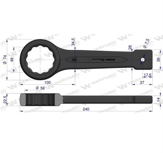 Klucz oczkowy do pobijania 46 mm Waryński